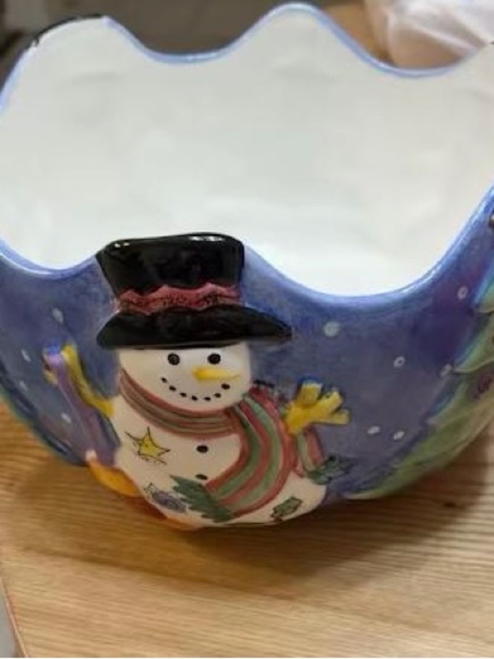 Sango Blue Snowman Holiday Ceramic Bowl